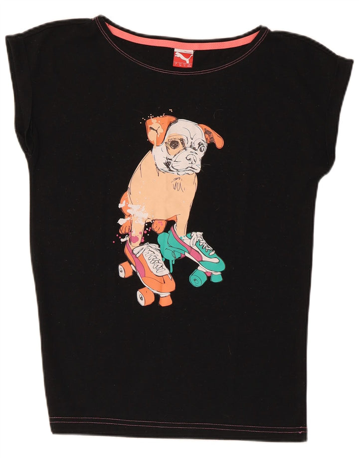 PUMA piger grafisk t-shirt top 11-12 år sort