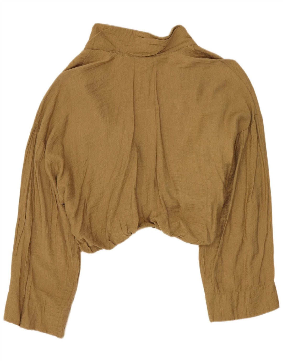 Zara Womens Crop Bluse Top UK 16 Large Khaki Viscose