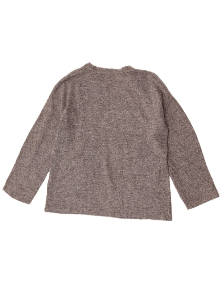 Zara Dame Oversized Top Langærmet UK 10 Small Grå Flecked Polyester
