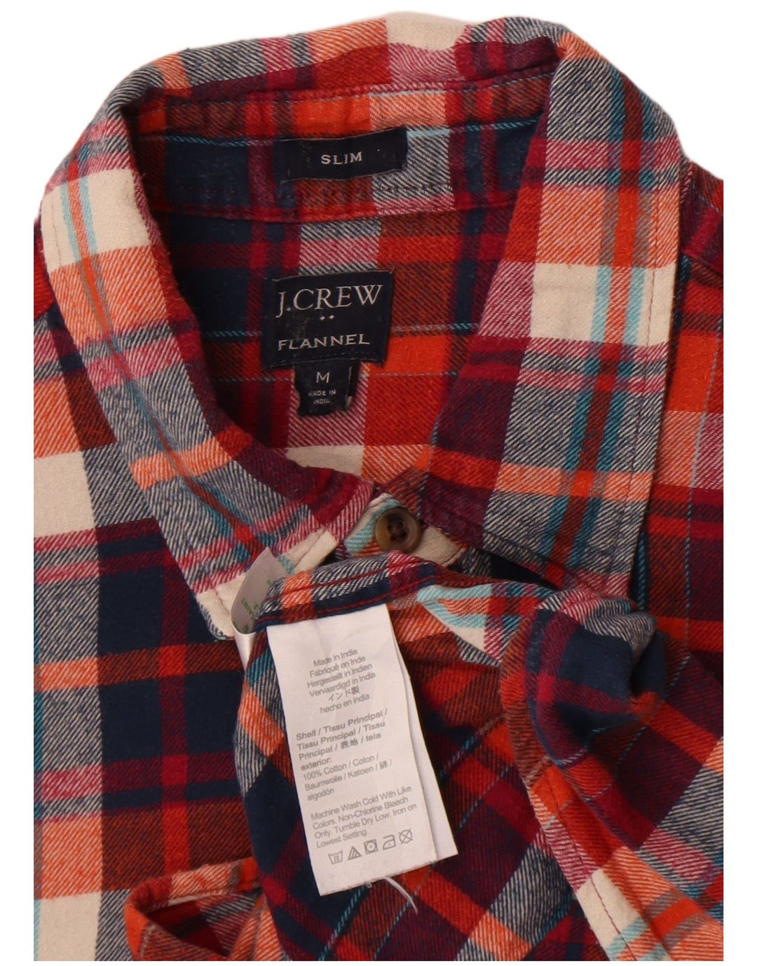 J. Crew Herre Slim Flanelskjorte Medium Rød Ternet Bomuld