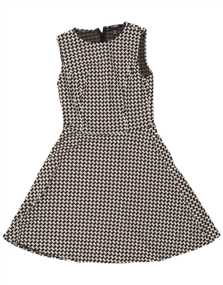 CHAPS Womens Abstract Pattern Sleeveless A-Line Dress US 4 Small Black