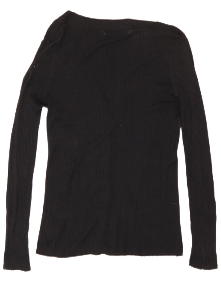 Zara Dame Cardigan Sweater UK 14 Stor Sort Viscose