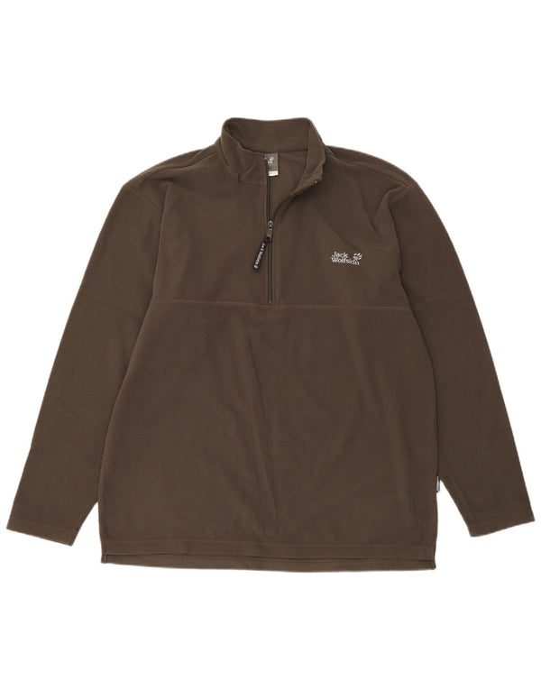 JACK WOLFSKIN Fleecetrøje med lynlås til mænd UK 44 XL Khaki Polyester