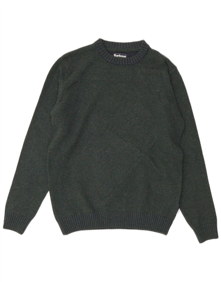 Barbour Herre Crew Neck Jumper Sweater Stor Grøn Colourblock Uld
