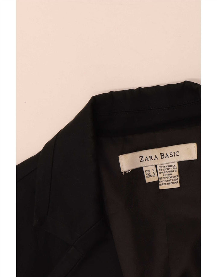 Zara Dame 2 Button Blazer Jacket UK 14 Large Black Bomuld