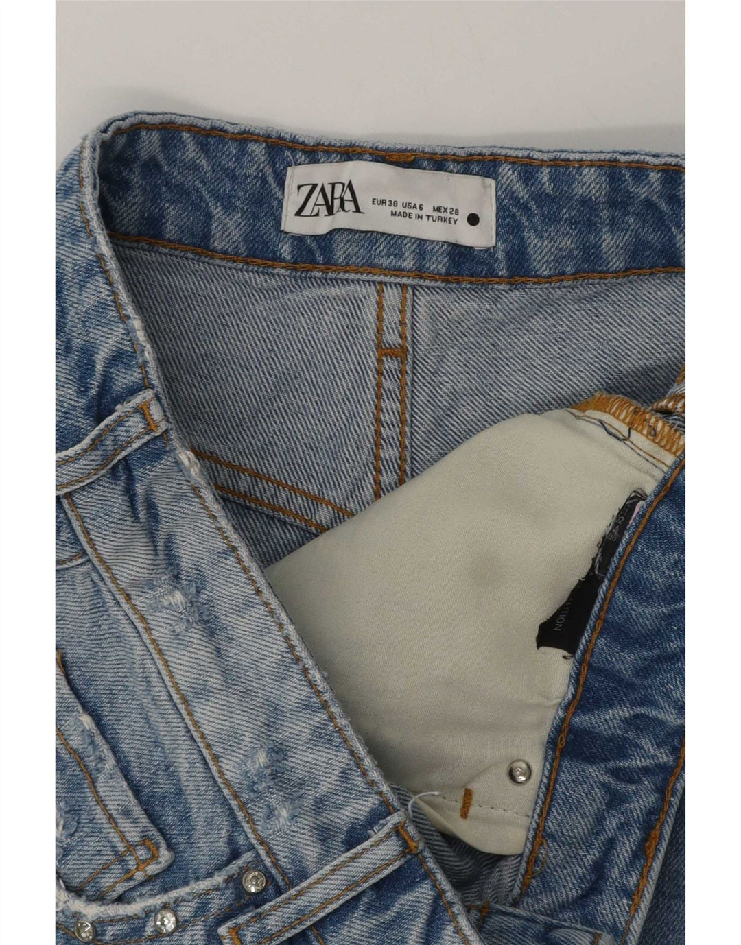 Zara Dame Denim Shorts EU 38 Small W28 Blue