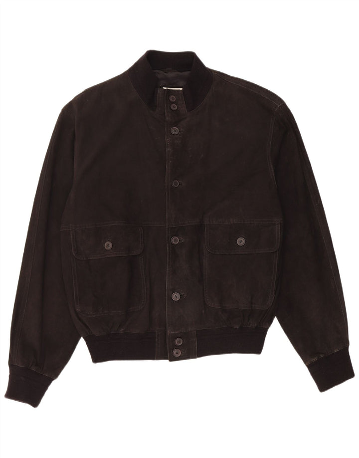 Vintage herre ruskind bomberjakke IT 54 2XL sort læder