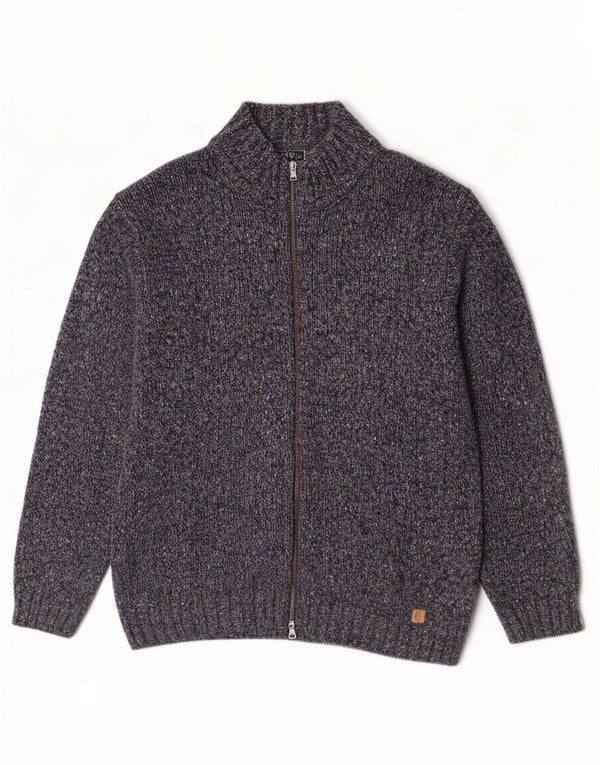 Conte of Florence Herre cardigan sweater med fuld lynlås XL Navy Blue Flecked