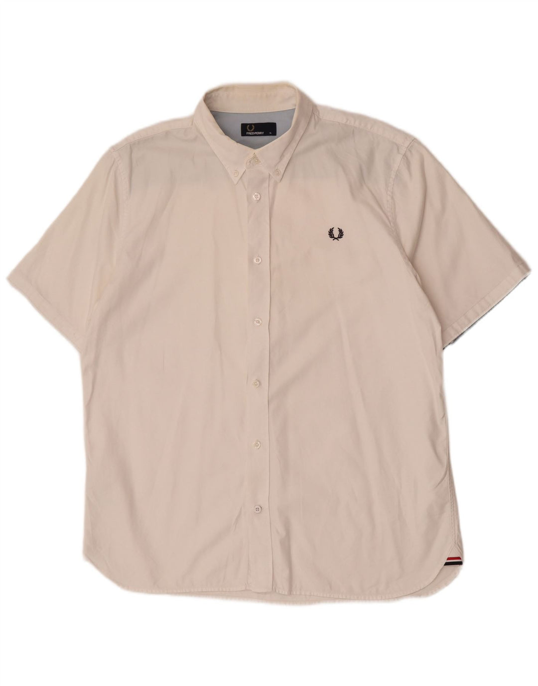 Fred Perry Kortærmet Herreskjorte XL Hvid Bomuld