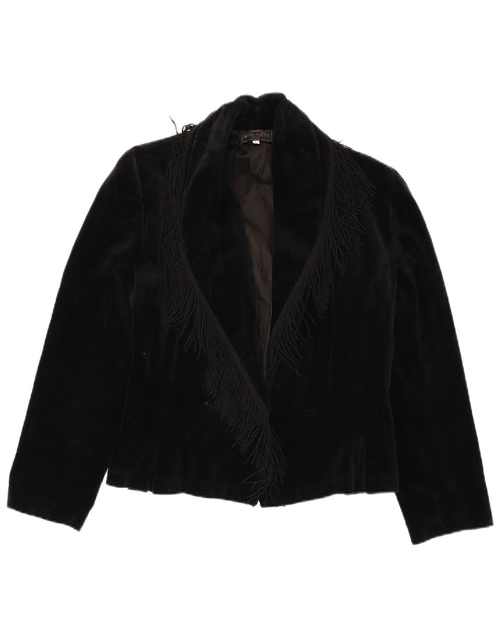 Vintage Dame Velvet 1 Knap Blazer Jacket UK 10 Small Black Bomuld