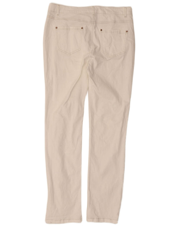 M&Co Womens Slim Casual Trousers UK 12 Medium W32 L30 White Cotton
