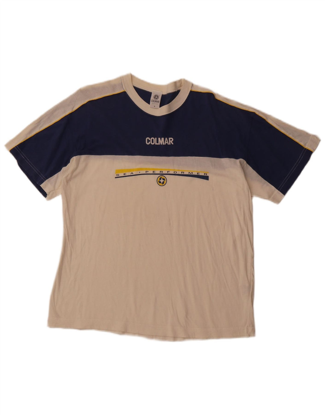 COLMAR Grafisk T-shirt til mænd mellem hvid Colourblock Cotton Sports