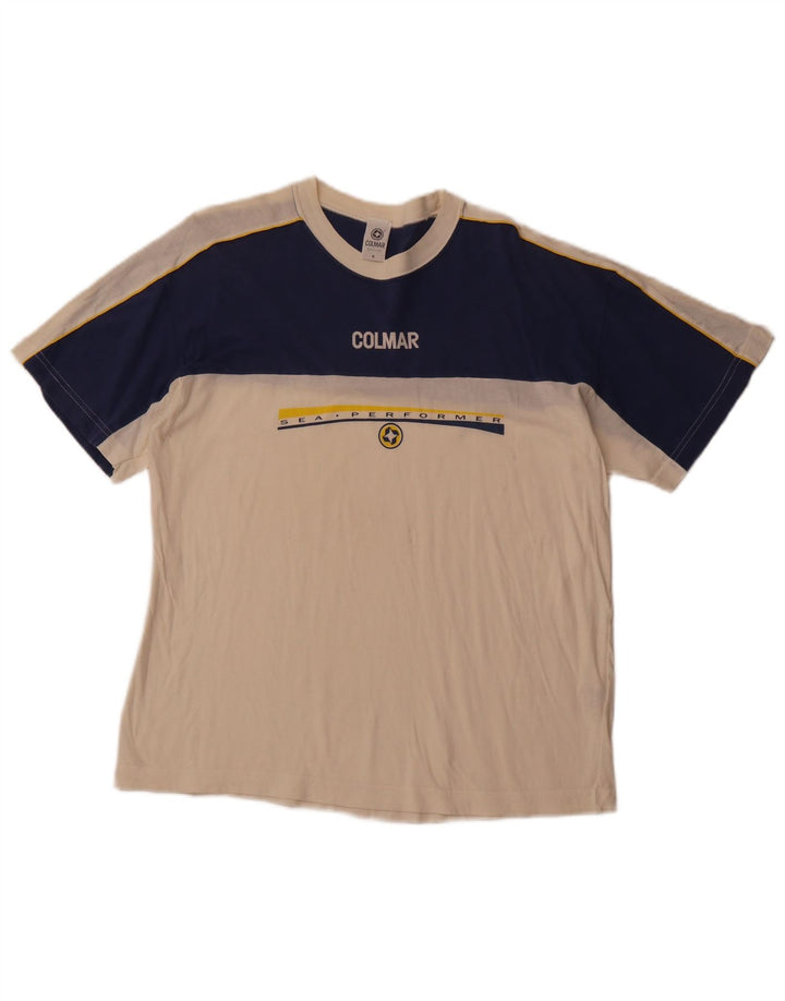 COLMAR Grafisk T-shirt til mænd mellem hvid Colourblock Cotton Sports