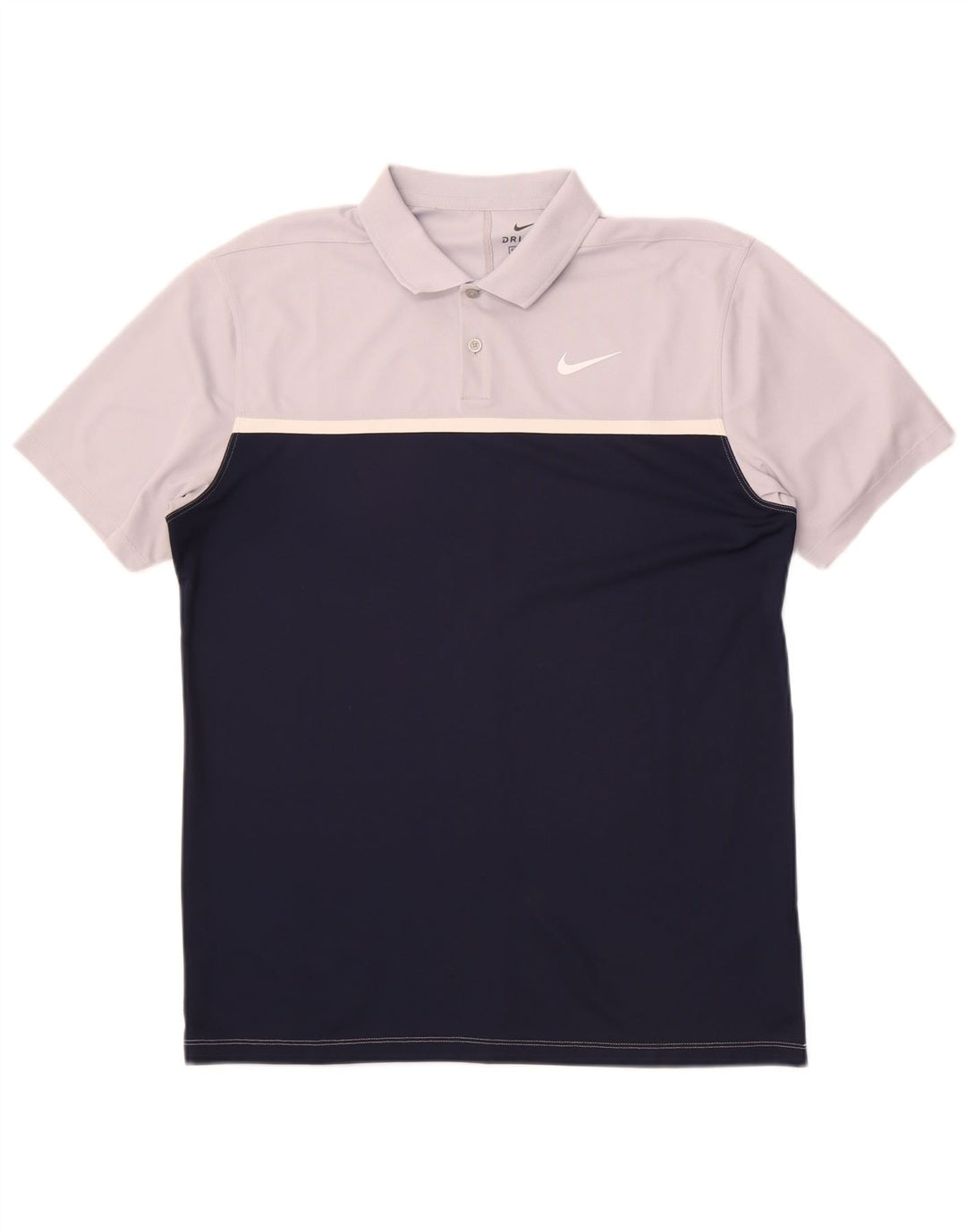 Nike Herre Dri Fit Standard Fit Polo Shirt Medium Navy Blue Colourblock