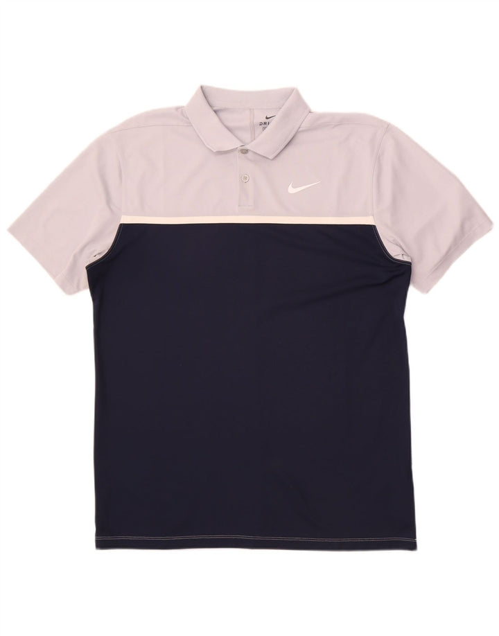 Nike Herre Dri Fit Standard Fit Polo Shirt Medium Navy Blue Colourblock