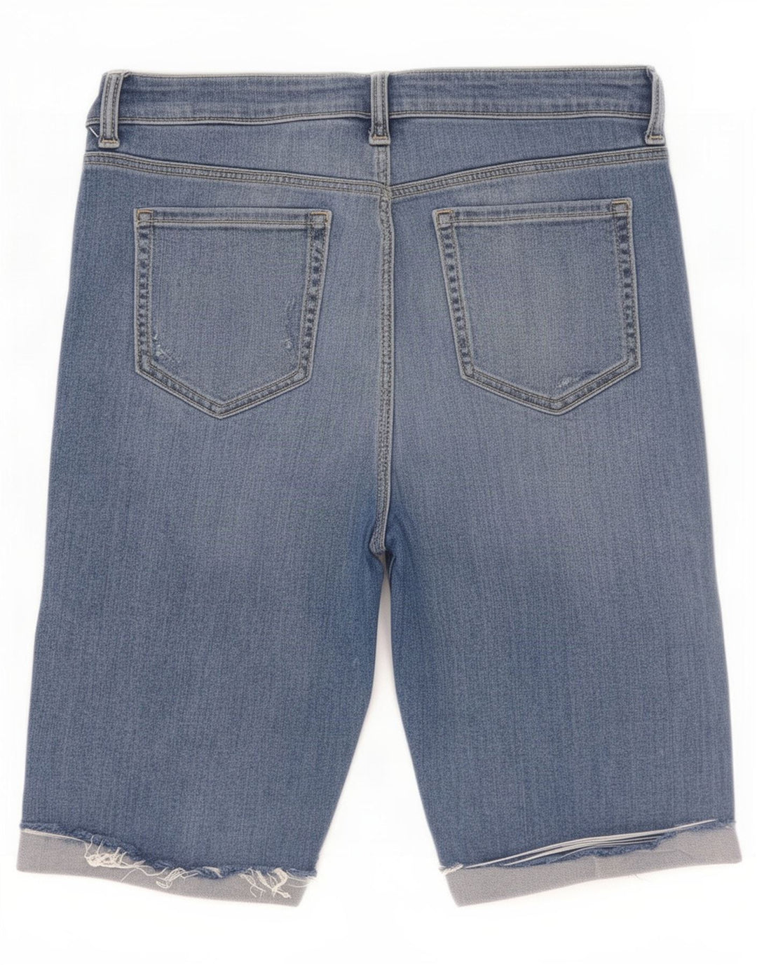 Marks & Spencer Kvinder Distressed Bermuda Shorts UK 12 Medium W30 Blue