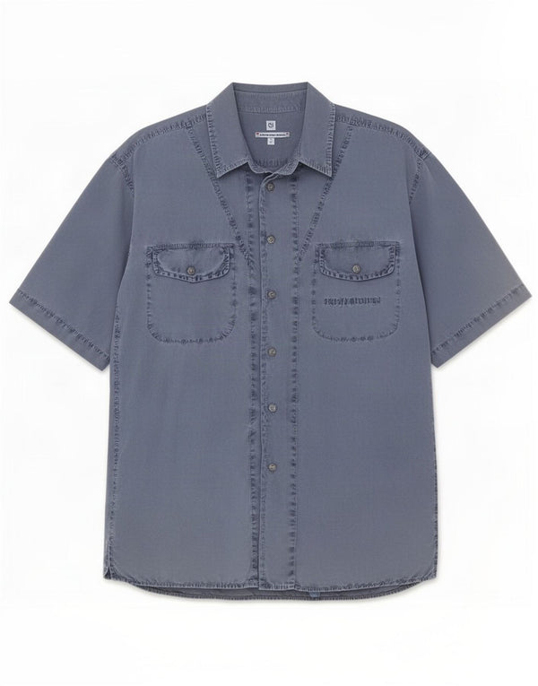 Armata Di Mare Kortærmet skjorte til mænd IT 50 Medium Blue Cotton