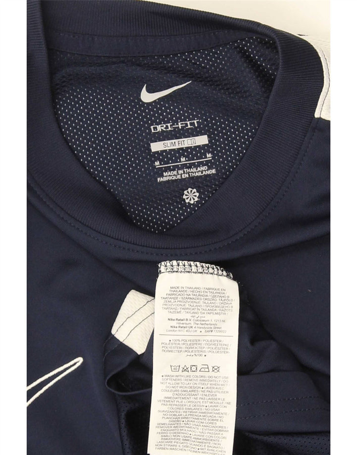 Nike Herre Dri Fit Slim T-Shirt Top Medium Marineblå Colourblock Polyester