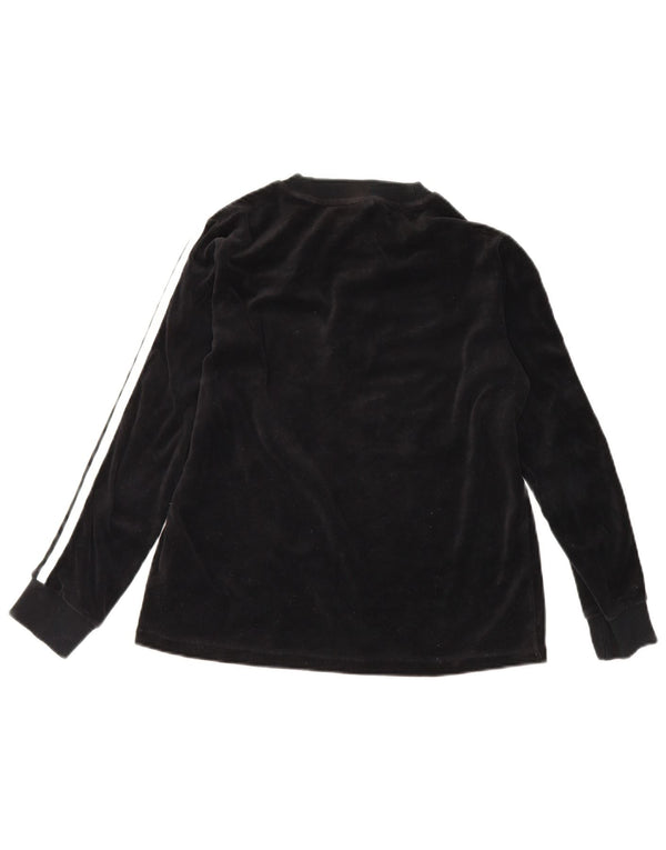 Adidas Dame Velvet Grafisk Top Langærmet UK 12 Medium Sort Bomuld