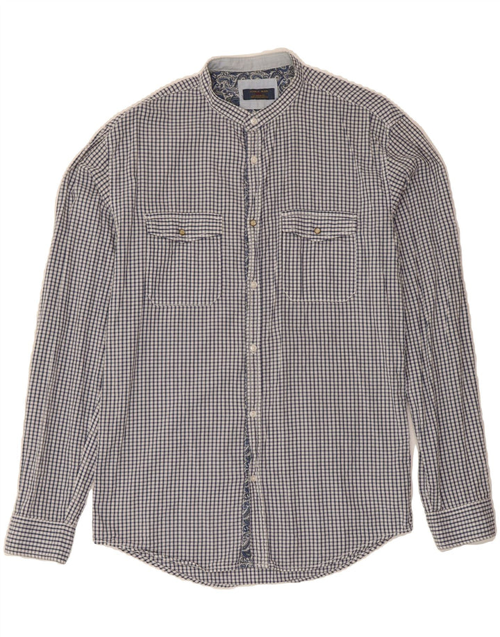 ZARA Mens Shirt Large Navy Blue Gingham Cotton Vintage Zara and Second-Hand Zara from Messina Hembry 