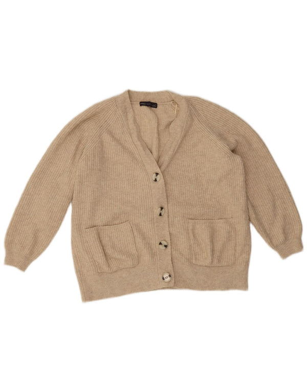 Marks & Spencer Dame Cardigan Sweater UK 16 Stor Beige Akryl