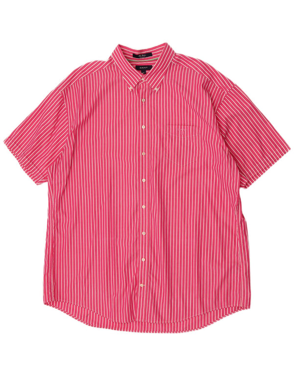 Gant Herre The Breton Short Sleeve Regular Fit Shirt 3XL Pink Nålestribe