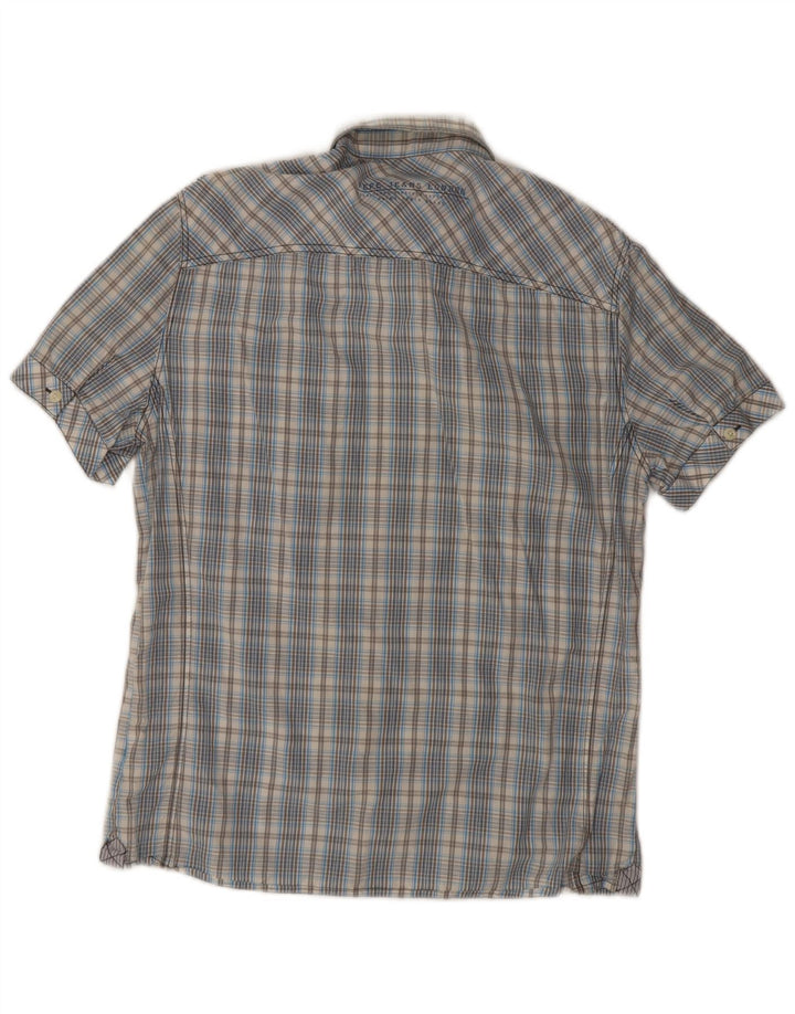 PEPE Jeans Herre Slim Fit Kortærmet skjorte Medium Blue Ternet Bomuld