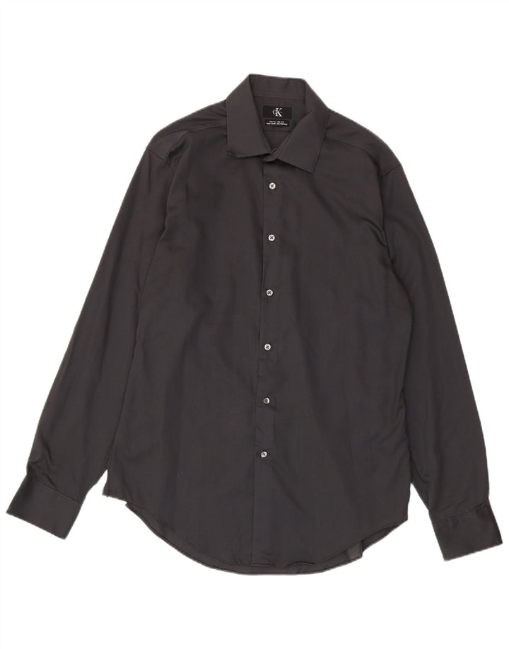 CALVIN KLEIN Herre Slim Fit skjorte str. 16 Stor sort bomuld
