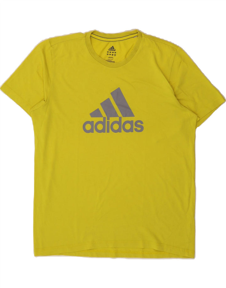 ADIDAS Mens Graphic T-Shirt Top Large Yellow Cotton Vintage Adidas and Second-Hand Adidas from Messina Hembry 