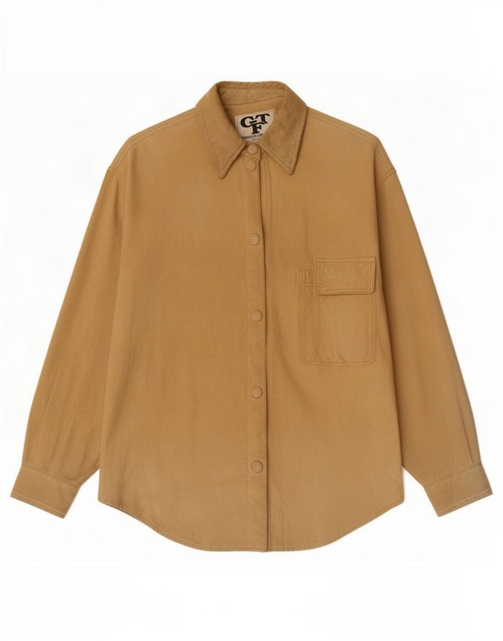 Vintage ruskindsskjorte til kvinder IT 42 Medium Beige