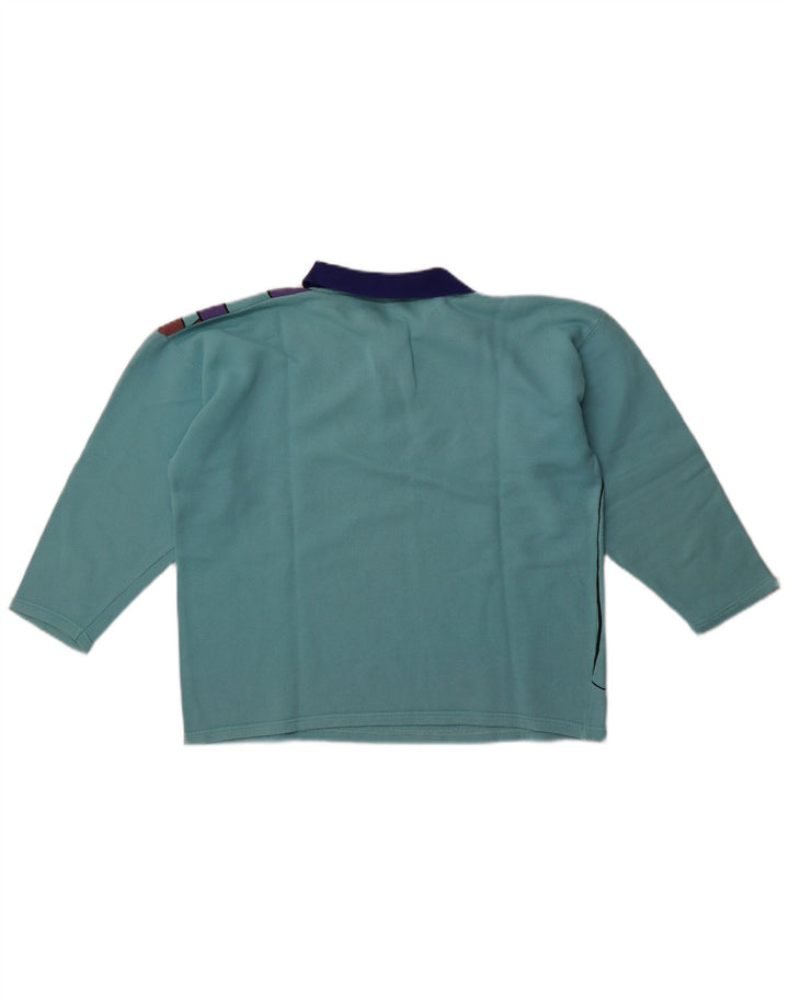 Vintage Dame Oversized 3/4-ærmet Sweatshirt Jumper UK 14 Medium Blue