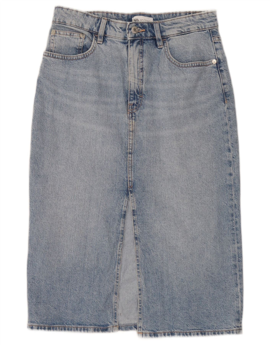 Zara Dame Denim Nederdel Medium W28 Blå
