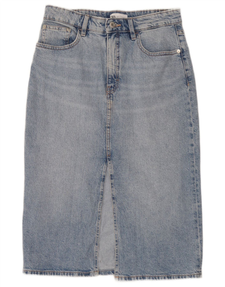 Zara Dame Denim Nederdel Medium W28 Blå