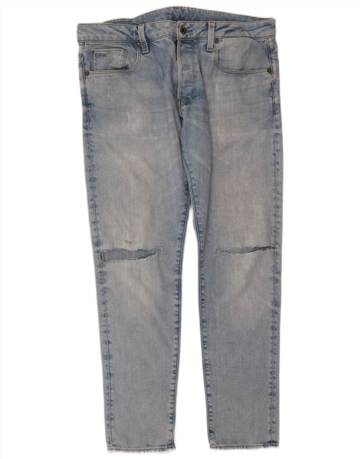 G-STAR Herre Distressed Slim Jeans W36 L32 Blå Bomuld