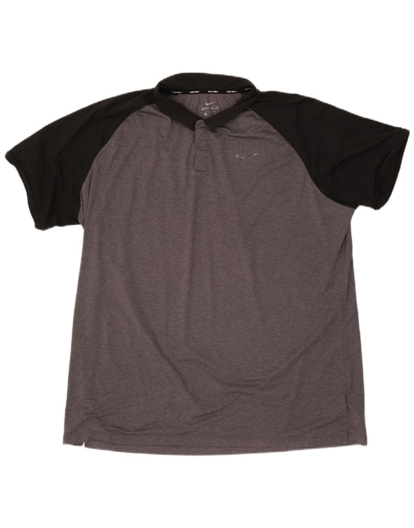 Nike Herre Dri Fit Polo Shirt 2XL Grå Colourblock Polyester