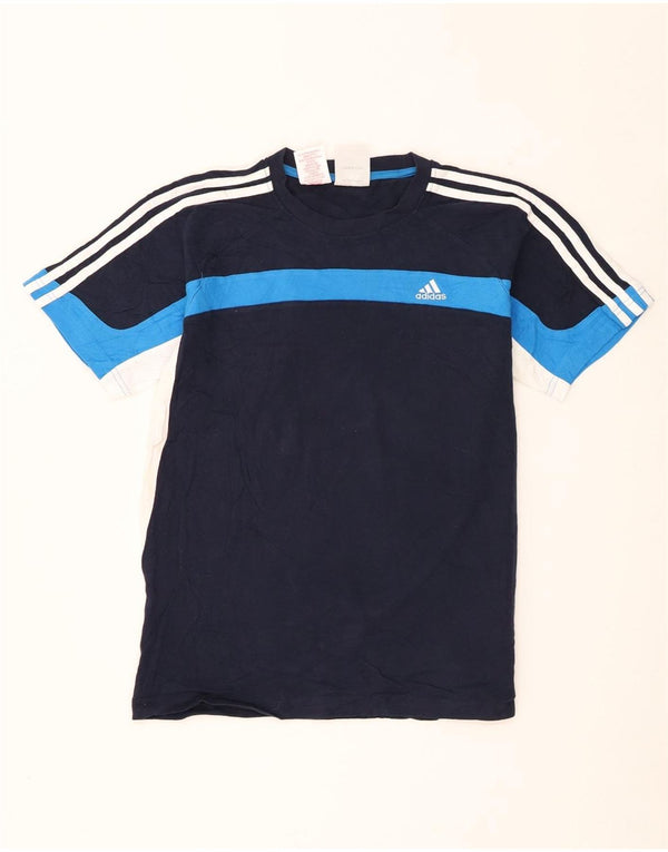 Adidas Boys T-Shirt Top 15-16 år Marineblå Colourblock Bomuld