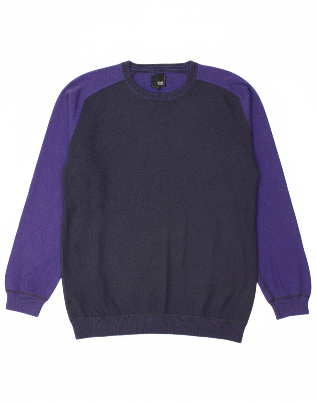 JACK & JONES Mens Crew Neck Jumper Sweater Large Navy Blue Colourblock