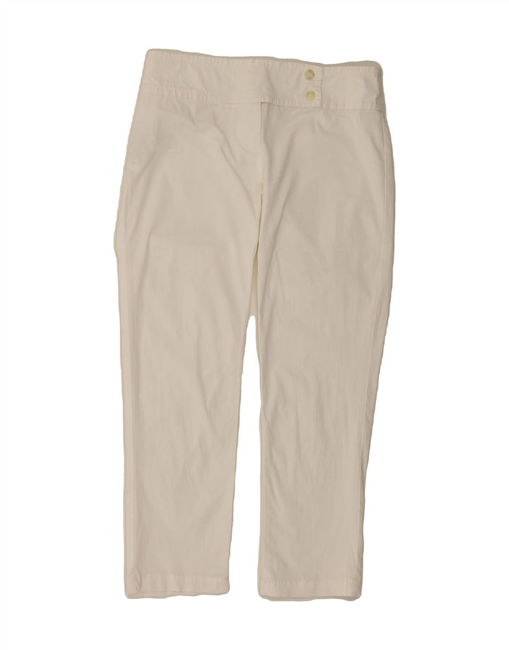 BENETTON Womens Straight Cropped Trousers EU 40 Medium W30 L24 White Vintage Benetton and Second-Hand Benetton from Messina Hembry 