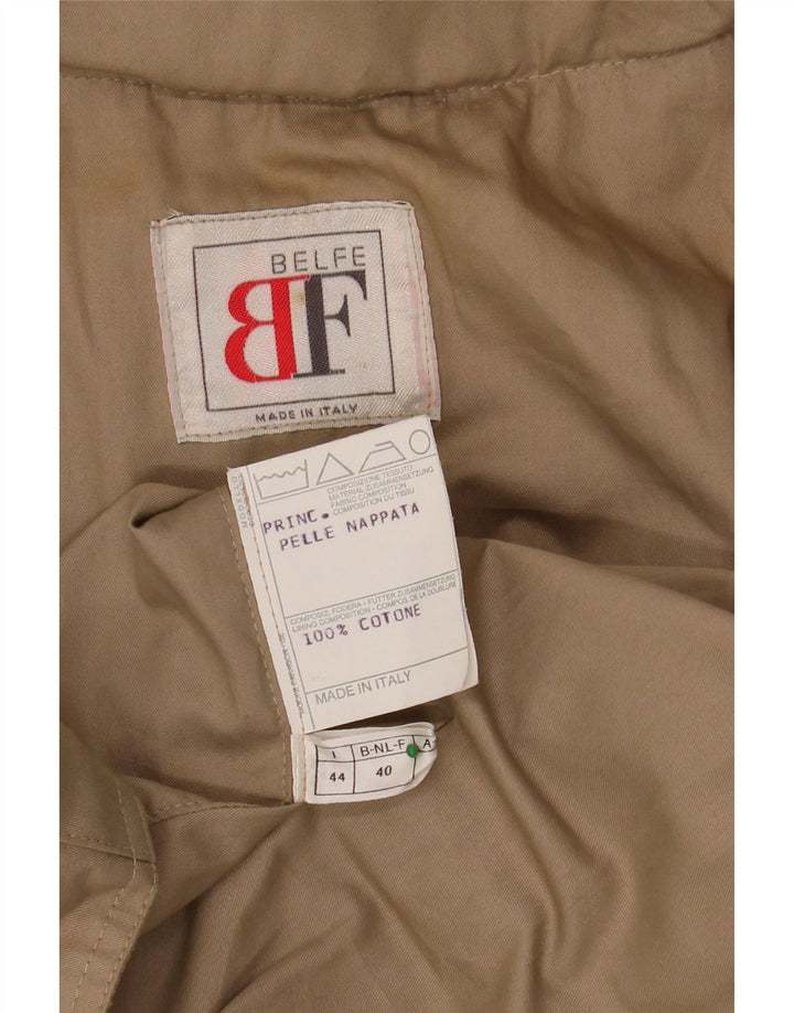 BELFE Dame Loose Fit Jacket IT 44 Medium Beige Colourblock Læder