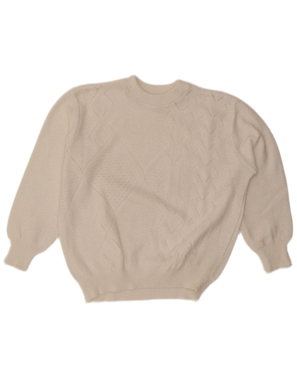 Vintage dame sweater med rund hals DK 18 XL Hvid