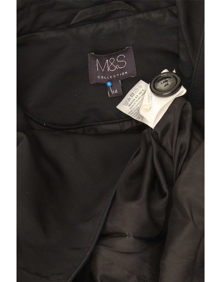 Marks & Spencer Trench Coat til kvinder UK 14 Stor sort polyester