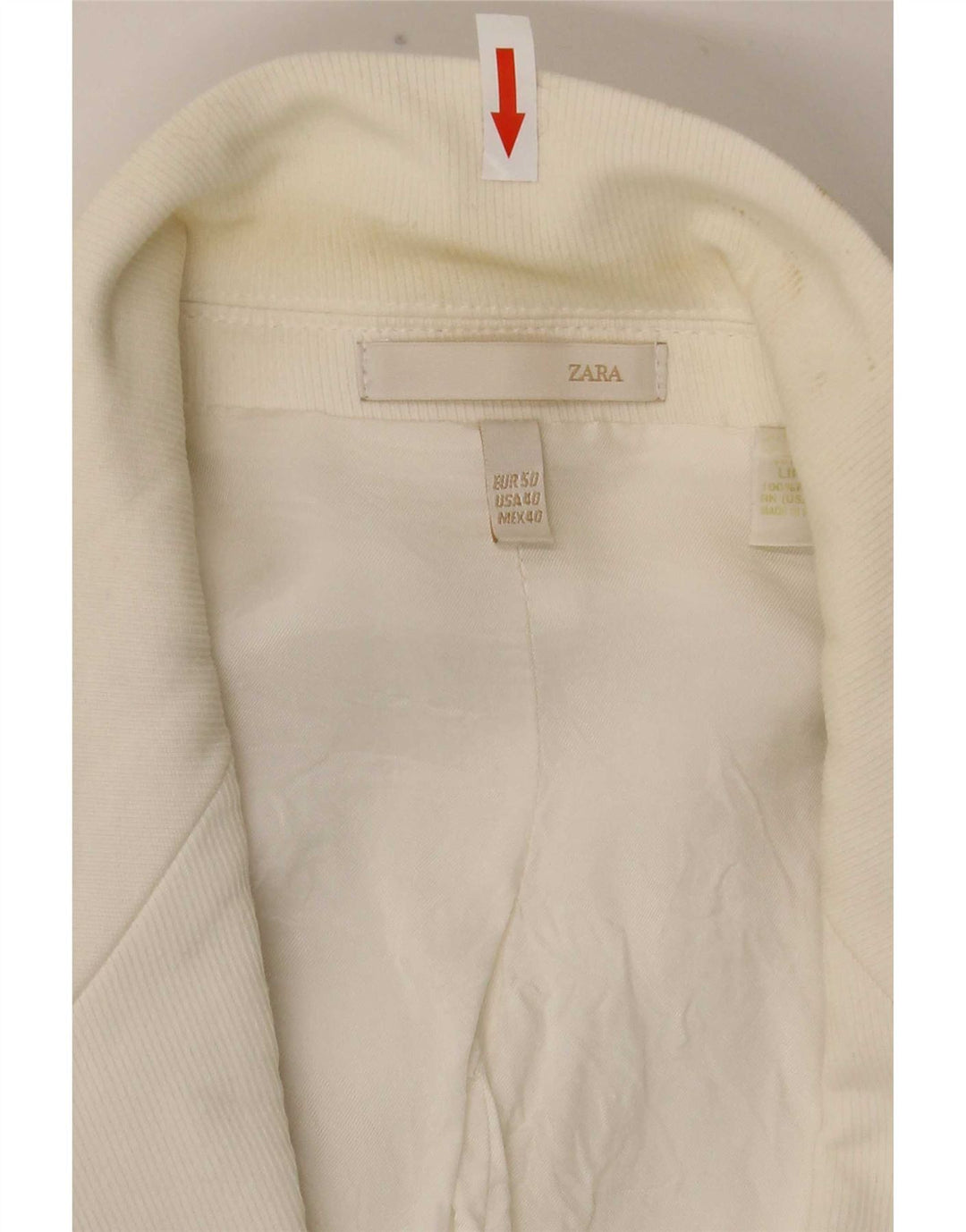 Zara Herre 2-knaps blazerjakke EU 50 Medium Hvid Bomuld