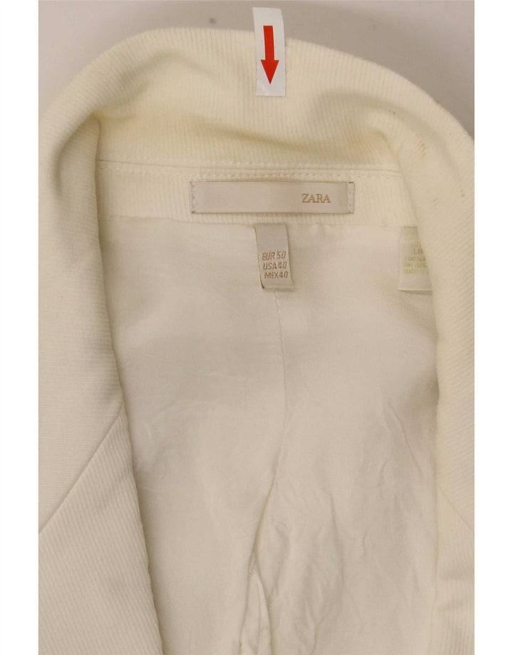 Zara Herre 2-knaps blazerjakke EU 50 Medium Hvid Bomuld