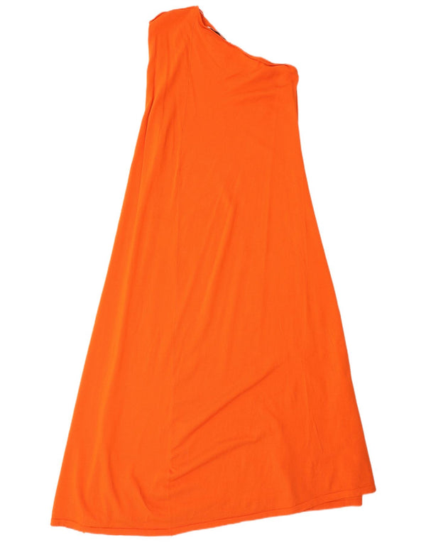 Zara Womens One Shoulder Dress UK 14 Large Orange Viscose