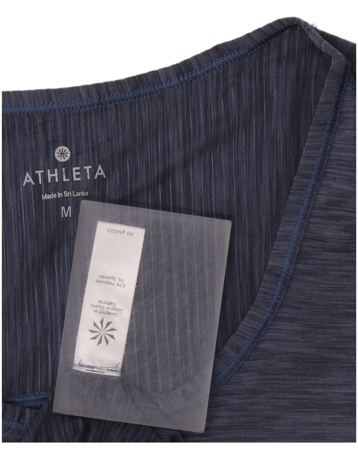 ATHLETA Dame T-Shirt Top UK 12 Medium Navy Blue Flecked Polyester