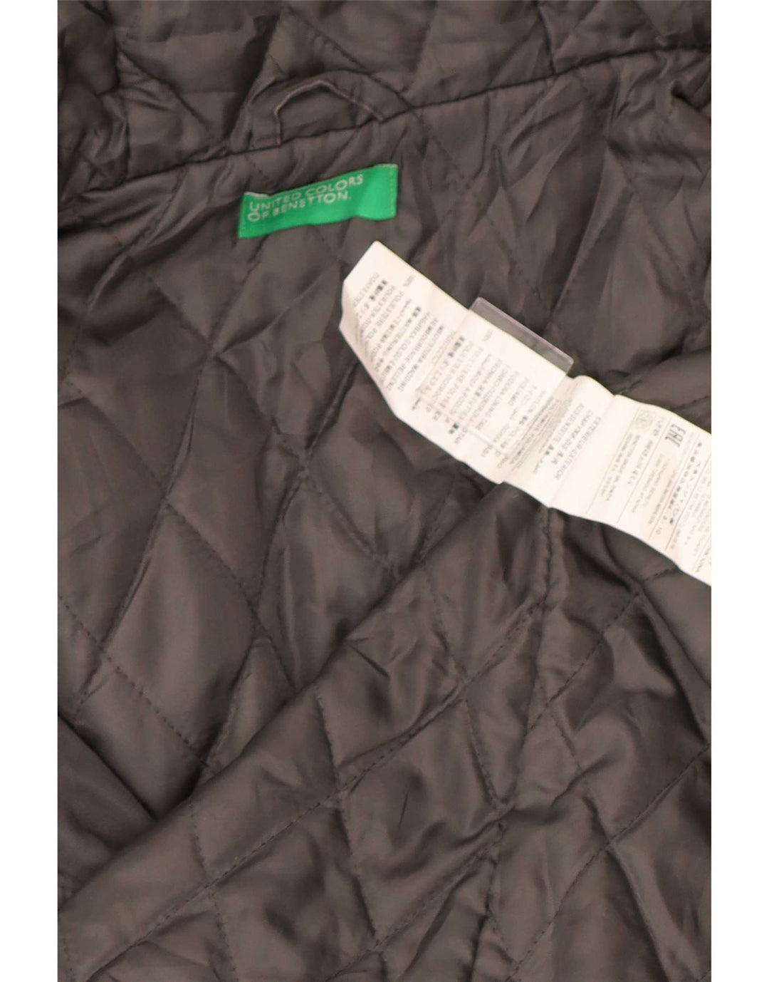 Benetton Dame Hooded Parka Jacket UK 40 Stor Grå Bomuld