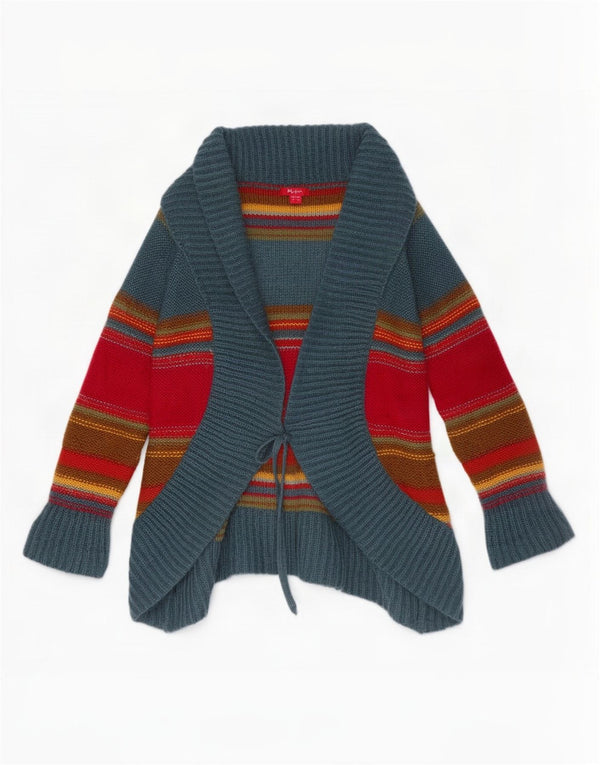 Monsoon Womens Cardigan Sweater UK 12 Medium Multicoloured Striped Acrylic
