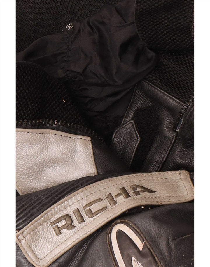 Richa Herre Læderbukser EU 52 Large W34 L29 Sort Colourblock