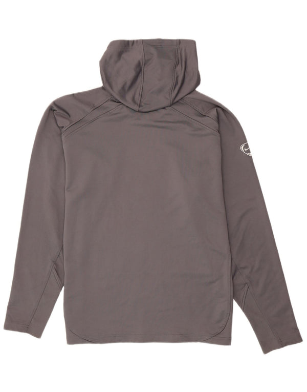 Nike Herre Dri Fit grafisk top med hætte, langærmet UK 42/44, stor grå