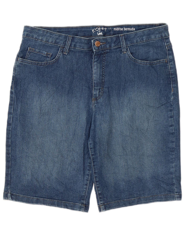 Lee Womens Riders Mid Rise Bermuda Denim Shorts W34 Large Blue